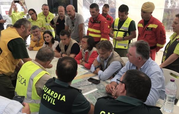 Sanz espera que "el gran trabajo" por tierra y aire dé "resultado" ante el incendio de La Granada de Riotinto