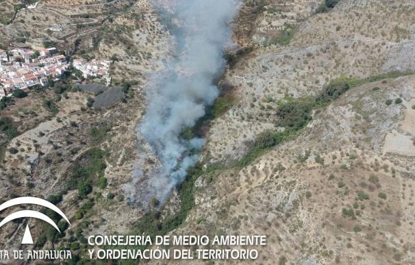 El Infoca sigue trabajando en la extinción del incendio forestal del Barranco Cornicabra de Rubite