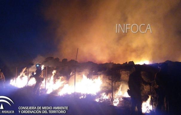 Infoca trabaja en un incendio forestal en la zona militar de Las Navetas en Ronda