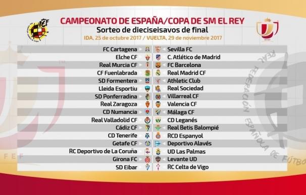 Murcia, Fuenlabrada y Elche, rivales de Barça, Real Madrid y Atlético en dieciseisavos de Copa