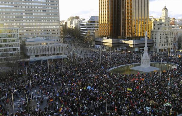 Manifestación del 22M por la dignidad a la altura de la Plaza de Colón