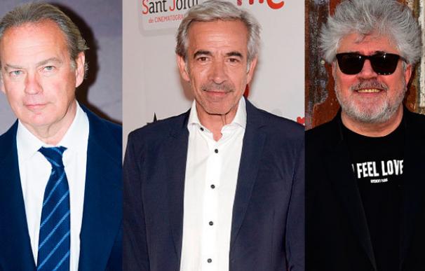 Bertín Osborne, Imanol Arias y Pedro Almodóvar... tres rostros populares de las pantallas españolas.