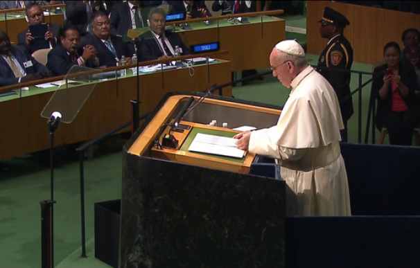 El papa Francisco interviene ante la asamblea de Naciones Unidas