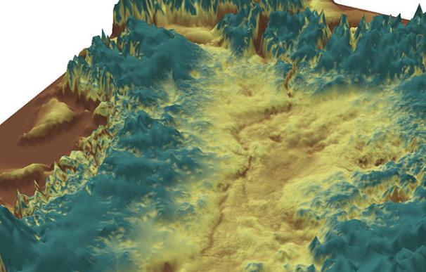 Vista en 3D del canal subglacial descubierto bajo Groenlandia