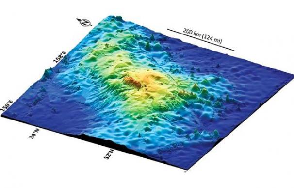 Imagen en 3D del supervolcán Tamu Massif