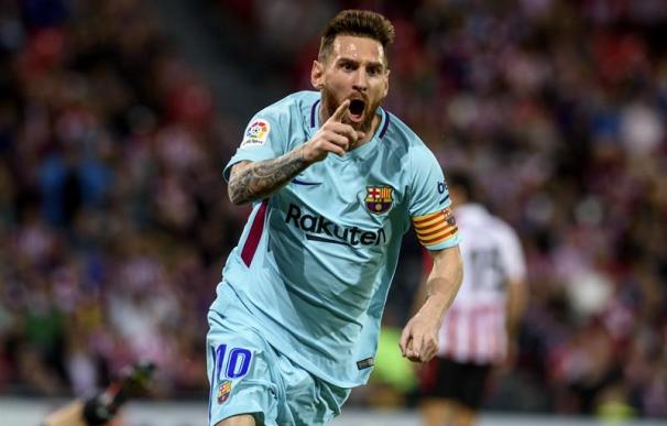 Messi celebra el gol en San Mamés