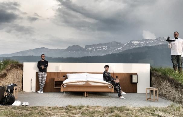 Fotografía de la habitación 'Null Stern' en los Alpes suizos.