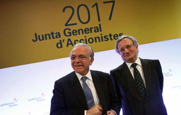 Isidro Fainé, presidente de Gas Natural Fenosa, junto al consejero delegado, Rafael Villaseca.