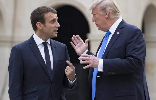 Emmanuel Macron, y su homólogo estadounidense, Donald Trump, en París.