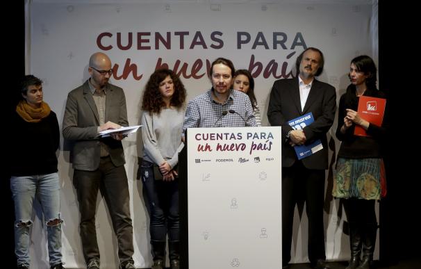 Pablo Iglesias durante la rueda de prensa celebrada por el Grupo Confederal Unidos Podemos y En Comú Podem