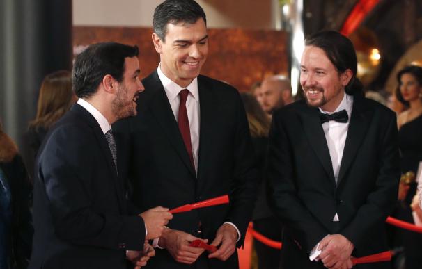 Alberto Garzón, Pedro Sánchez y Pablo Iglesias