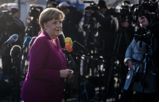 La canciller alemana, Angela Merkel,a su llegada a la sede de la CDU