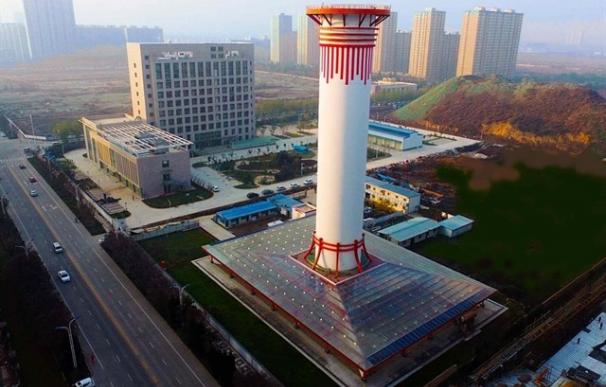 Fotografía del purificador de aire urbano de China.