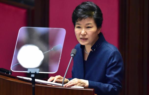 South Korean President Park Geun-Hye delivers a sp