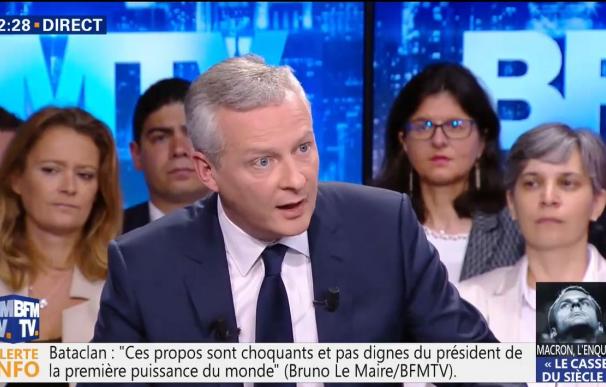 El ministro francés de Economía, Bruno Le Maire, durante la entrevista con BFMTV