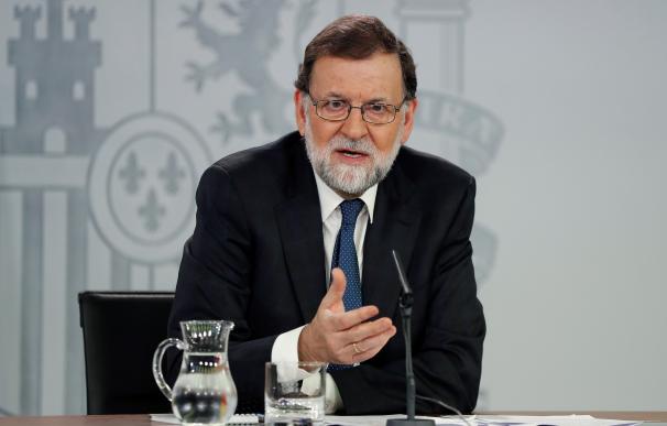 Mariano Rajoy durante su comparecencia ante los medios en Moncloa