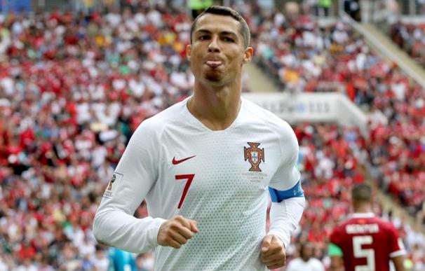 Fotografía de Cristiano Ronaldo durante el Portugal - Marruecos.