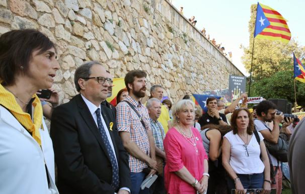 Quim Torra durante la concentración de protesta convocada por Omnium Cultural contra la presencia del Rey Felipe VI en Cataluña