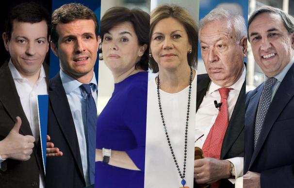 Los seis candidatos a presidir el PP.