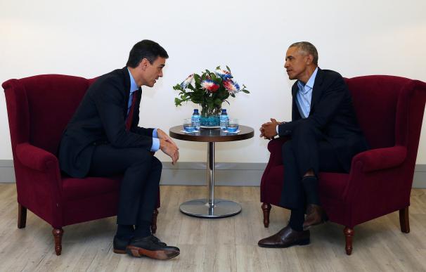 Sánchez y Obama durante su encuentro.