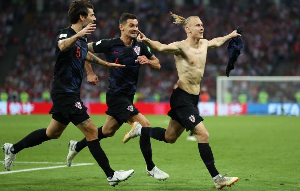 El croata Vida celebra uno de los goles logrados en el encuentro frente a Rusia en Sochi el 7 de julio (EFE/EPA/FRIEDEMANN VOGEL)