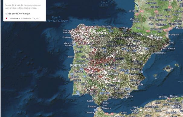 Mapa de gas radón en España