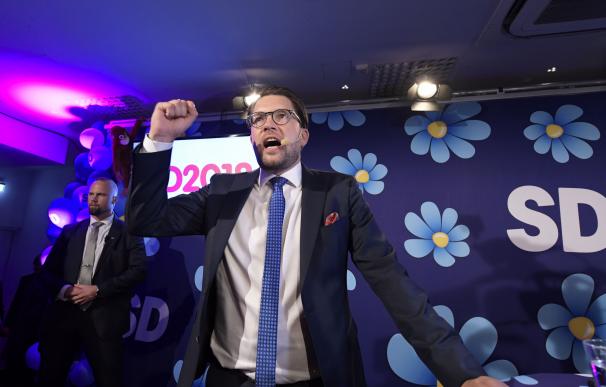 El líder de los Demócratas Suecos, Jimmie Akesson, tras conocer los resultados