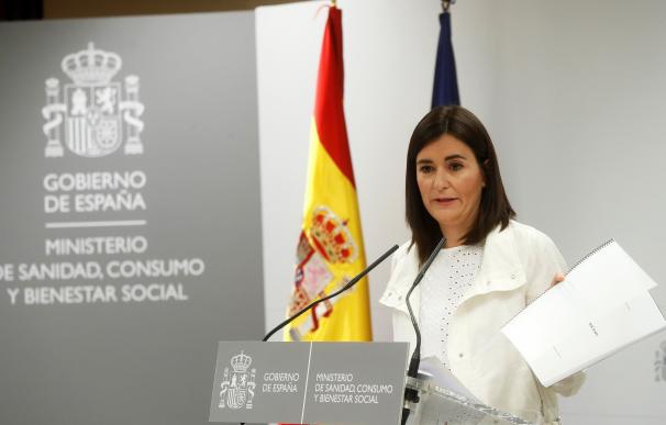Carmen Montón durante la comparecencia.
