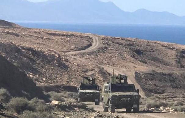 Vehículos militares que participan en los ejercicios militares. Foto: Mando de Canarias del Ejército de Tierra