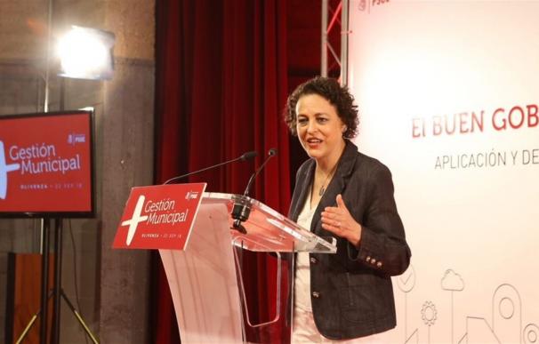 La ministra de Trabajo, Migraciones y Seguridad Social, Magdalena Valerio durante un acto en Olivenza (Foto: PSOE Extremadura)
