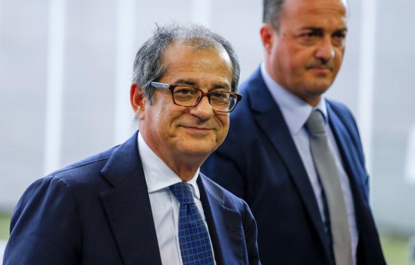 El ministro de Economía italiano, a su llegada al Eurogrupo.
