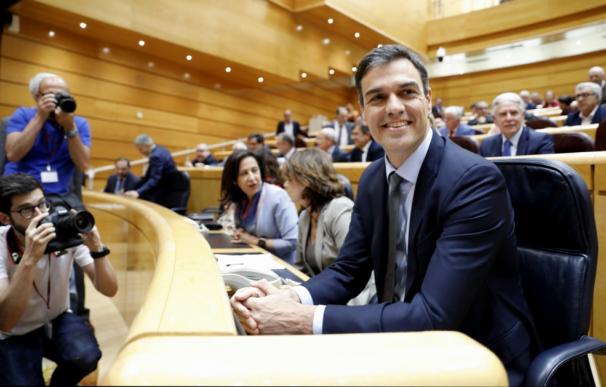 Pedro Sánchez en su primera sesión de control al Gobierno en el Senado