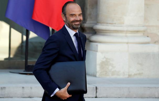 Edouard Philippe, a su salida del Palacio del Elíseo tras el Consejo de Ministros en París.