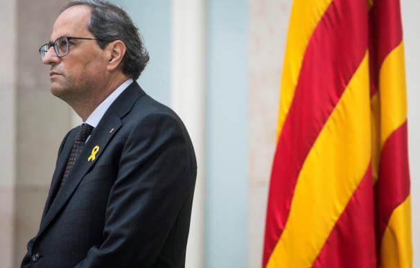 Torra durante su comparecencia en el Parlament de Cataluña.