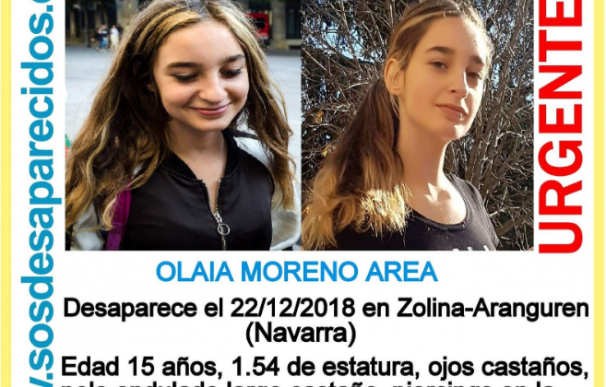 Buscan a una menor de 15 años desaparecida en Navarra desde el sábado.