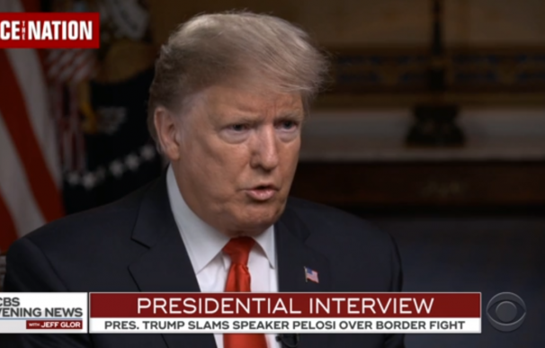 Trump durante la entrevista con la CBS