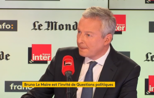 El ministro francés de Economía y Finanzas, Bruno Le Maire durante la entrevista con France.info