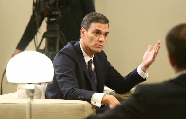 Pedro Sánchez en una entrevista en La Moncloa