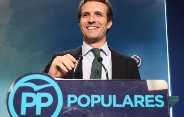 Pablo Casado en Génova tras quedar en segunda posición en las primarias del PP