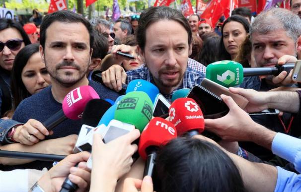 Pablo Iglesias y Alberto Garzón, 1 de mayo
