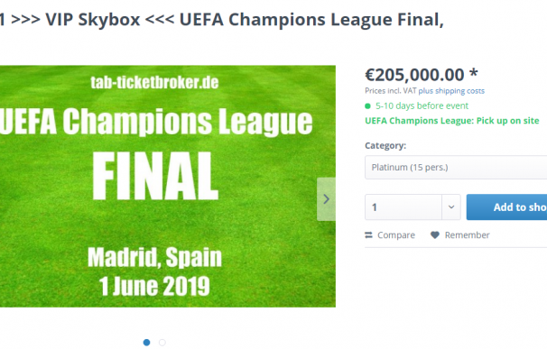 La reventa en Champions: 205.000€ por las entradas más exclusivas de la final
