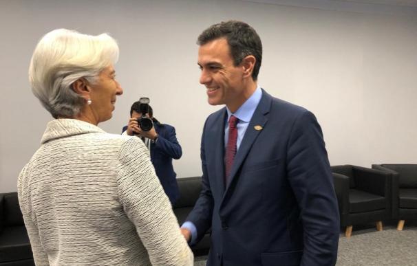 Pedro Sánchez y Christine Lagarde