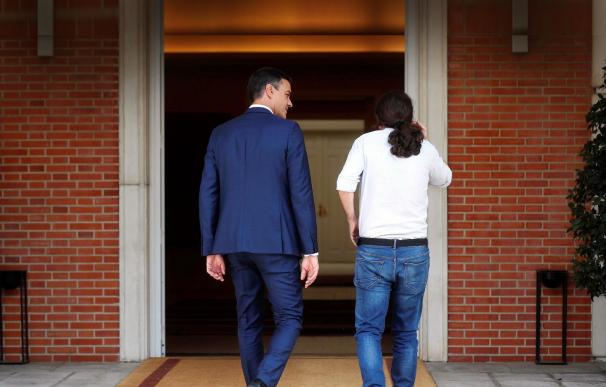 Pedro Sánchez y Pablo Iglesias en el Palacio de la Moncloa. | EFE