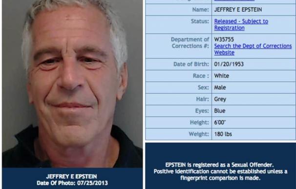 Ficha policial del magnate neoyorquino y 'broker' Jeffrey Epstein. /L.I.