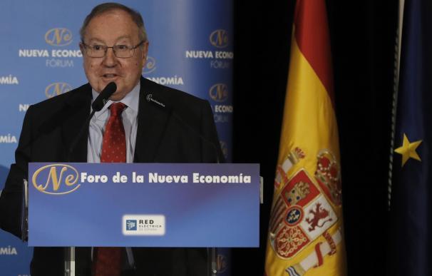 El presidente de la Cámara de Comercio de España, José Luis Bonet, durante su intervención este martes en Madrid en el Foro Nueva Economía