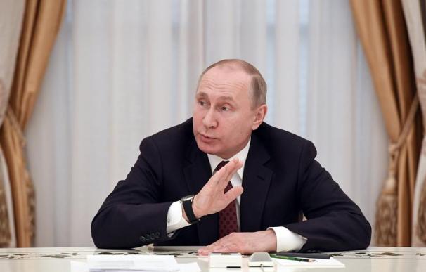 Vladimir Putin, en la mañana de este lunes tras ganar las elecciones.
