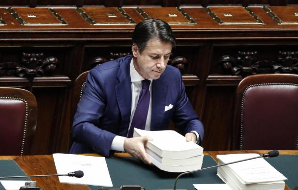 El primer ministro italiano, Giuseppe Conte, durante el debate previo a la votación sobre la ley de presupuesto (EFE/EPA/GIUSEPPE LAMI)