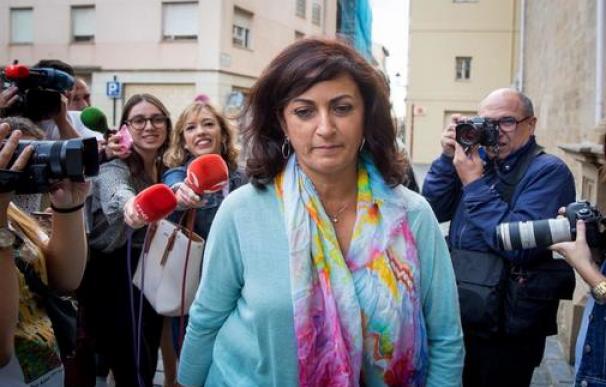 Concha Andreu, candidata del PSOE a presidir La Rioja, este lunes en Logroño. /Raquel Manzanares/EFE