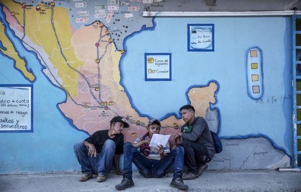 Migrantes centroamericanos en un albergue en México
