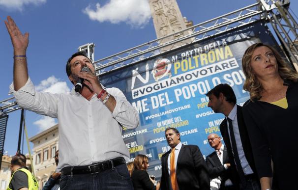 Matteo Salvini, durante las protestas frente a la Cámara de Diputados